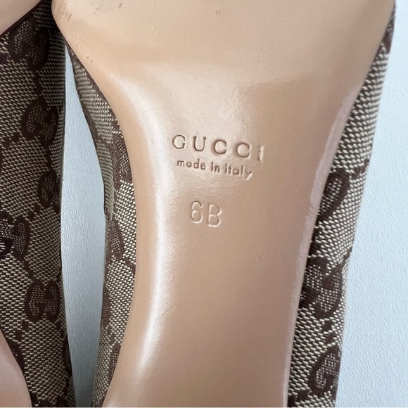 GUCCI || Vintage Supreme Monogram Canvas GG Interlocking Gold Logo Heel Pump 6 - Picture 15 of 16
